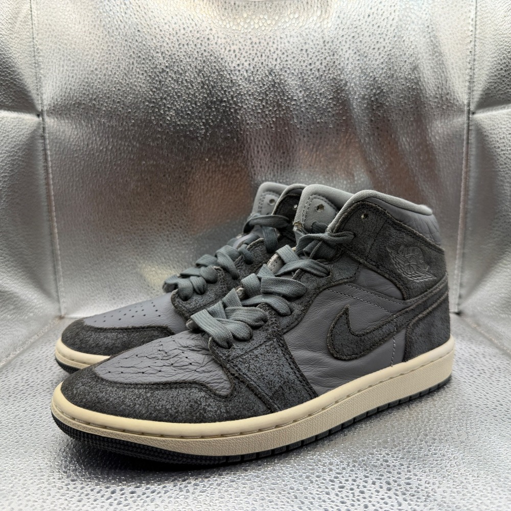 Size 7.5 Air Jordan 1 Mid SE Craft Women Anthracite Grey Excellent FJ3448-001 - Picture 8 of 12